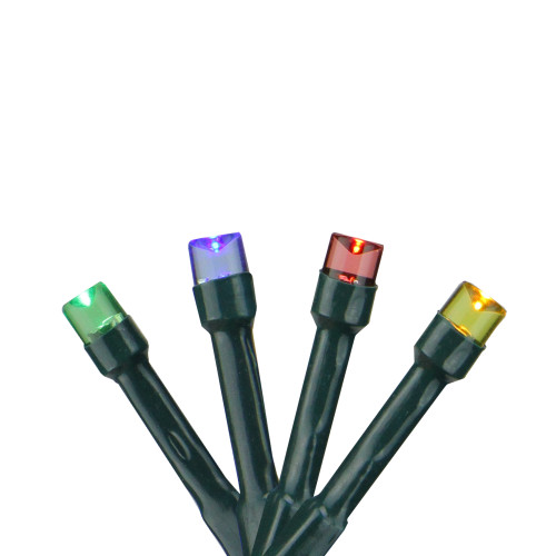 100 Battery Operated Multi-Color LED Wide Angle Christmas Lights - 33 ft Green Wire