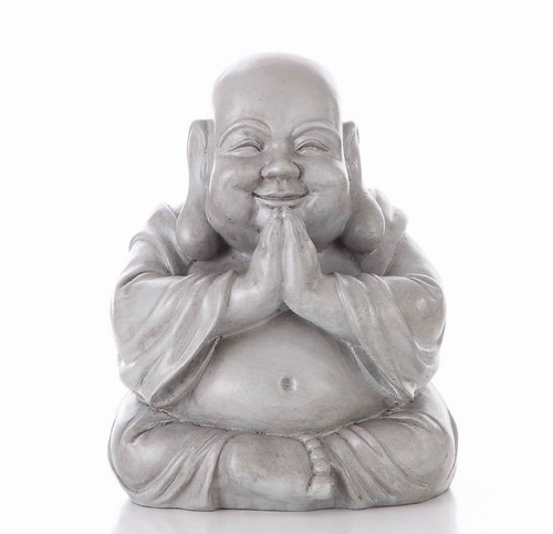 10" Gray Buddha Praying in Sitting Position Statue