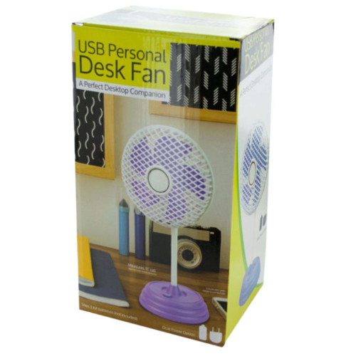 Pack of 2 White and Purple Classic Design USB Personal Desk Fan 11"