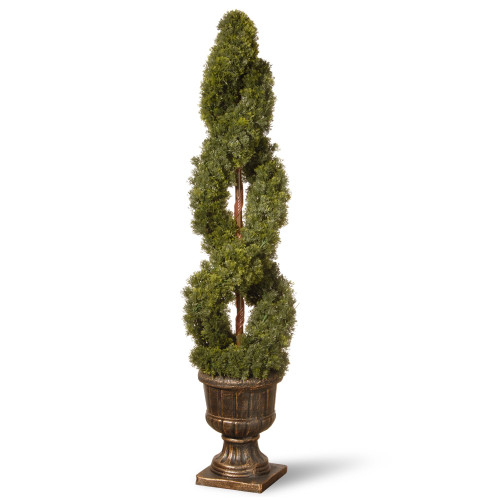 4.5' Double Spiral Cedar Artificial Topiary Tree - Unlit
