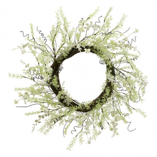 10" White Round Lobelia Wreath