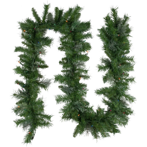 Pre-Lit Mixed Cashmere Pine Artificial Christmas Garland - 9' x 10" - Multi Lights