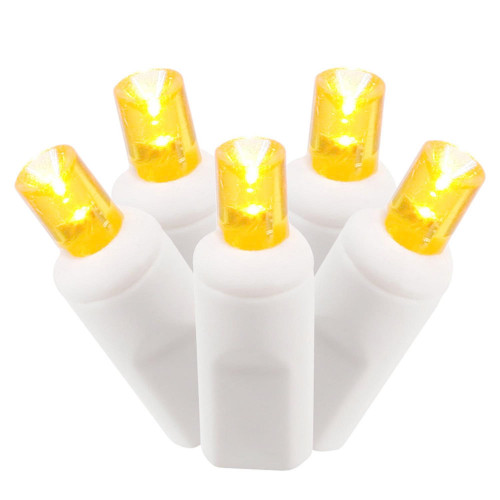 50-Count Orange LED Wide Angle Christmas Lights - 23.25' White Wire