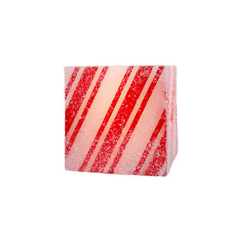 3” Red and White Small Square Candy Candle LED