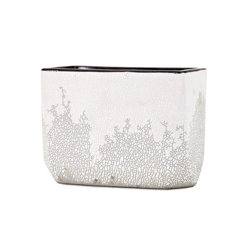 8.25" White Transitional Style Rectangular Decorative Small Vase