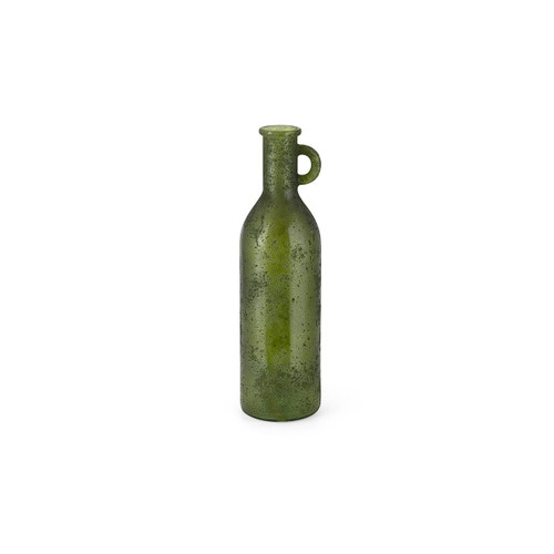 19.5" Olive Green Textured Rustic Finish Oversized Recycled Small Glass Bottle
