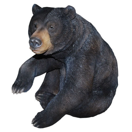 25.5" Black and Brown Bear Sitting Paw Up Statue