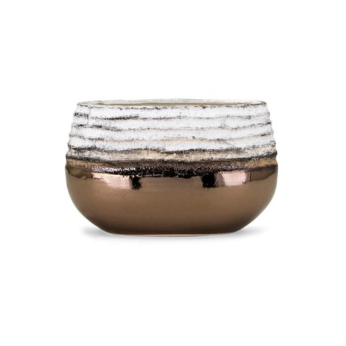 11" Brown and Cream White Antique Style Short Vase Indoor Home Decor