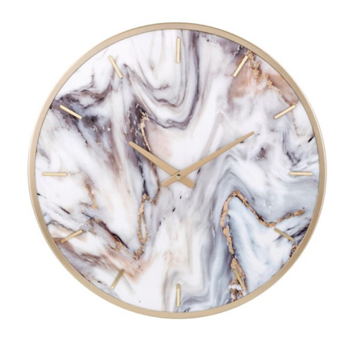 19.75" Gray and Brown Decorative Abstract Style Indoor Round Wall Clock
