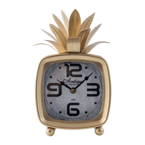 10" Gold and White Retro Style Pine Apple Clock