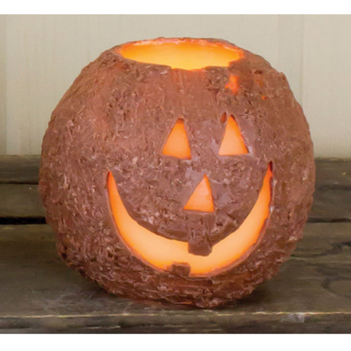 4.25" Orange Round LED Jack-o-lantern - Small - 34136025