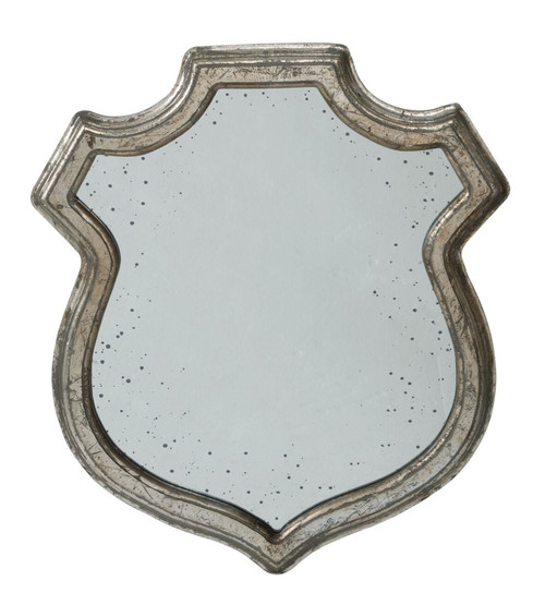 15" Silver Wide Unique Crest Framed Small Wall Mirror
