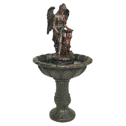 47" Angel and Cherub Heavenly Sculptural Fountain