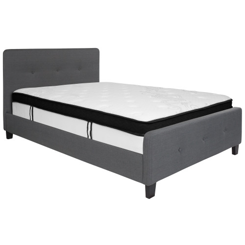 81" Gray Full Size Tufted Platform Bed and Mattress Set