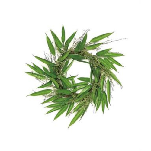 Seeded Long Needle Eucalyptus Artificial Spring Wreath, Green 24-Inch