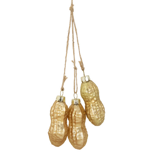9.5" Gold Glittered Peanut Cluster Glass Christmas Ornament