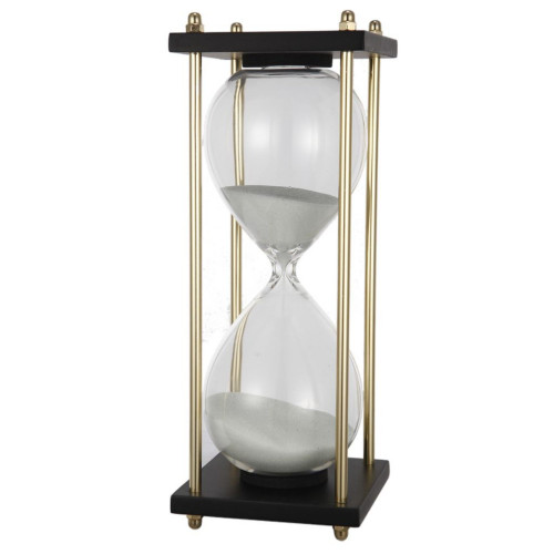 9" White and Clear Vintage Style Hourglass in Stand