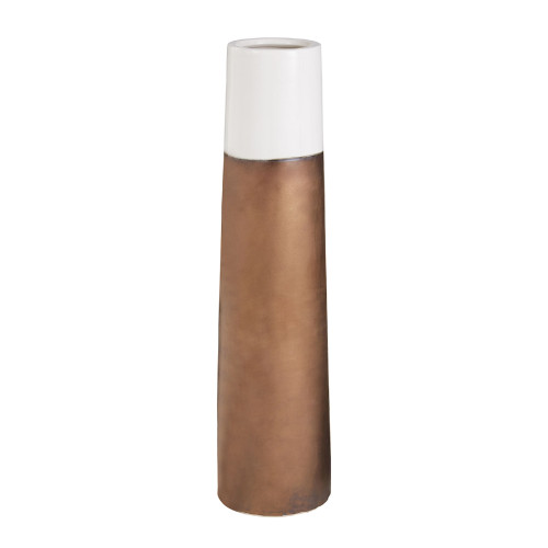 32” Bronze and White Dip Tubular Vase