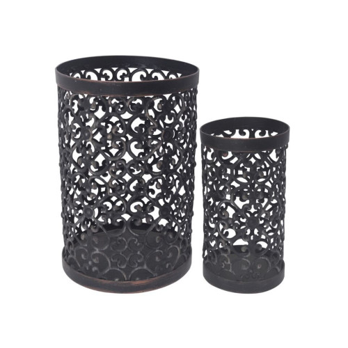 Set of 2 Black Classic Vintage Candle Holders 11.25"