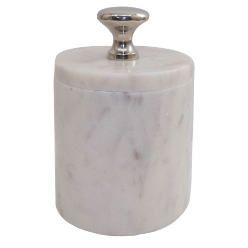 5.5" Cream White Contemporary Style Tall Lidded Jar