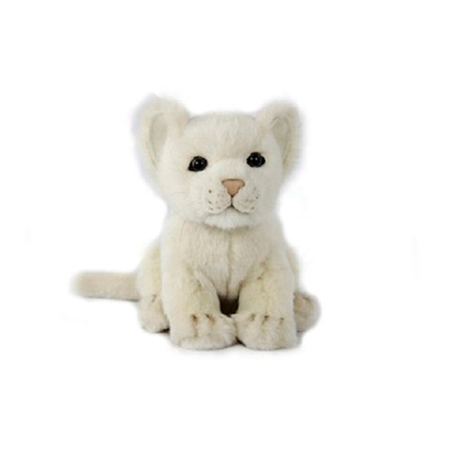 Set of 4 Handcrafted White Lion Cub Stuffed Animals 6.6"