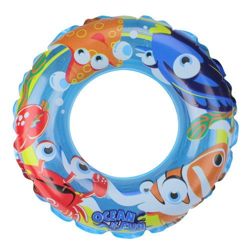 Inflatable Blue and Orange Children Swimming Pool Inner Tube Ring Float, 20-Inch