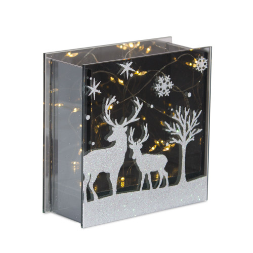 Set of 6 Black and Gray LED Deer and Tree Christmas Table Piece - 4.75"