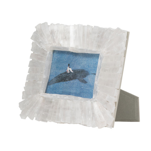 8" White Selenite Stone Picture Frame for Drawings