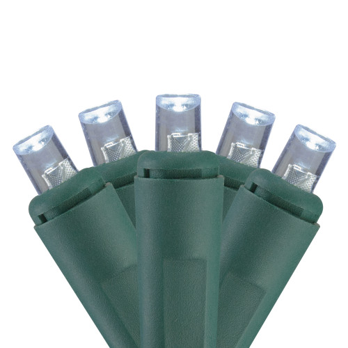 100 Pure White LED Wide Angle Mini Christmas Lights - 33 ft Green Wire