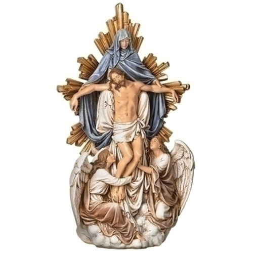 13.25" Beige and White Angels with Jesus Christmas Figurine