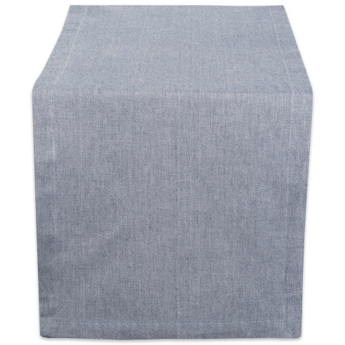 14" x 72" Solid Blue Chambray Rectangular Table Runner