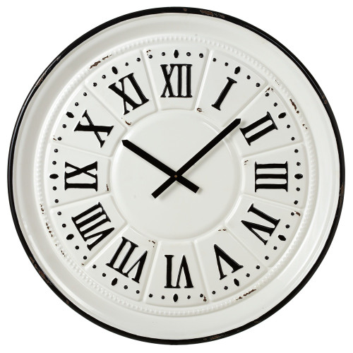 30.75" Black and White Decorative Roman Numeral Indoor Wall Clock
