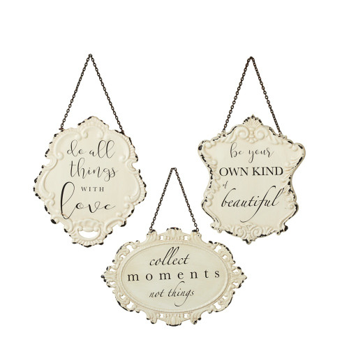 Set of 18 White and Black Inspirational Mini Plaque 7.25"