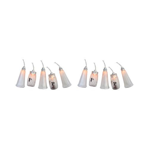 Set of 10 Salt and Pepper Shaker Summer Garden Patio Christmas Lights - 7.5 ft White Wire