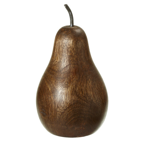 Set of 4 Brown Large Wooden Rustic Style Finished Pear Decor 6"