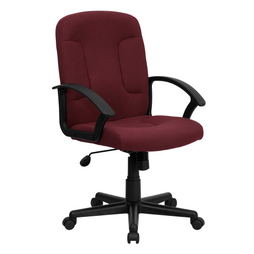 40.5" Burgundy Mid-Back Executive Swivel Office Chair with Arms