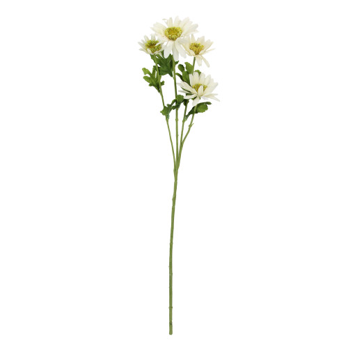 23" Green and White Artificial Blooming Daisy Flower Pick with Long Stem