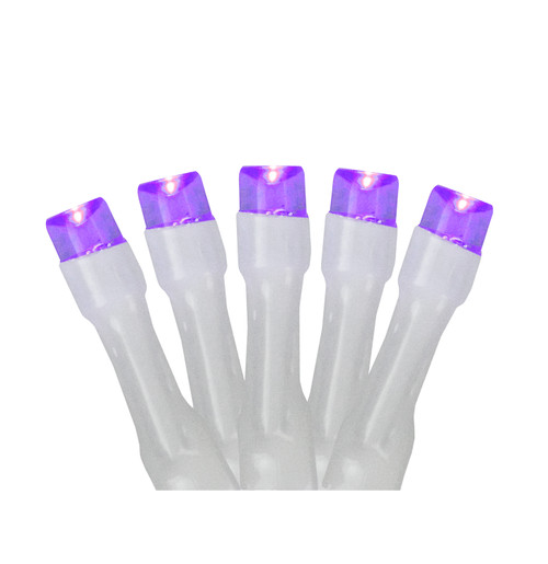 Battery Operated LED Christmas Lights - Purple - 9.5' White Wire - 20ct