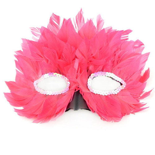 9" Pink Party Favor Fancy Feather Flamingo Mask