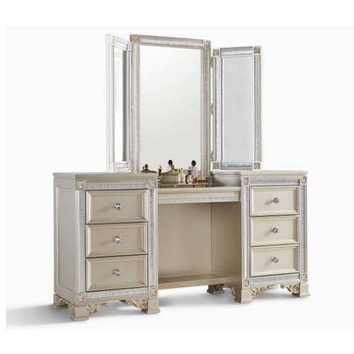 42" White and Silver Vanity Mirror