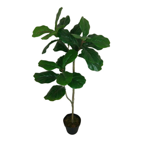 43.25" Green and Black Botanical Faux Round Potted Fiddle Leaf Tree