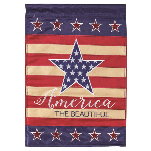 18" Blue and Red Patriotic "America the Beautiful" Printed Garden Flag
