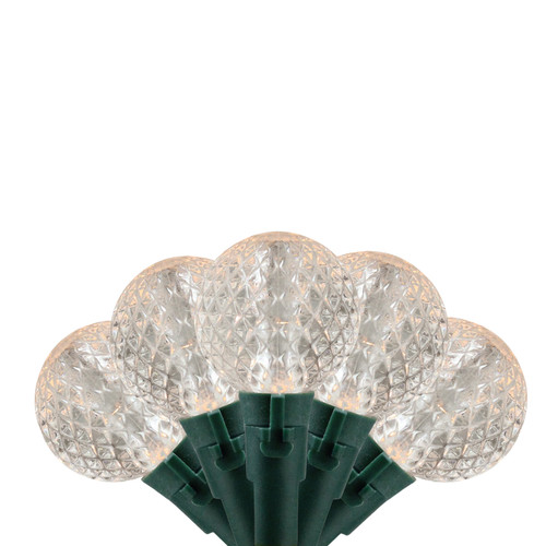 Set of 180 White LED G30 Globe Christmas Lights - 60' Green Wire