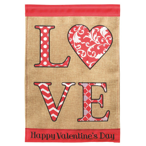 Red, White and Black Happy Valentine's Day Love Garden Flag 13" x 18"