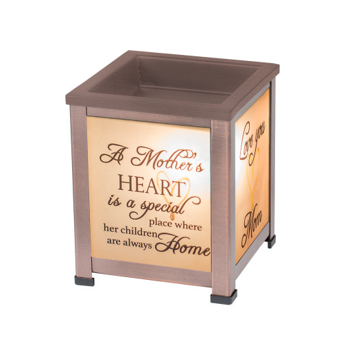 5" Chocolate Brown Mother's Love Themed Cuboid Glass Warmer