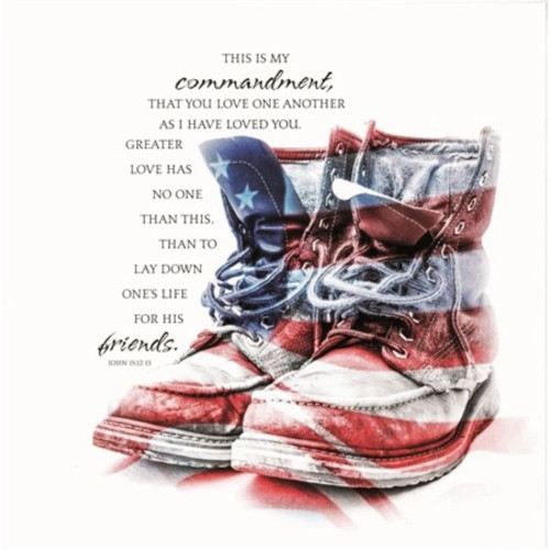 12" Red and Blue Bible Verse Printed Square Wall Plaque