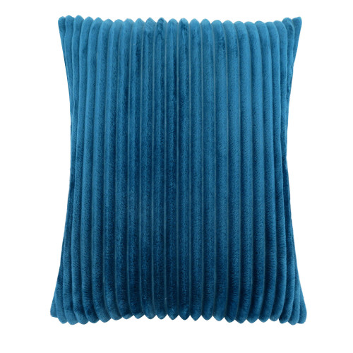 18" Blue Soft Ribbed Square Throw Pillow with Zipper Closure