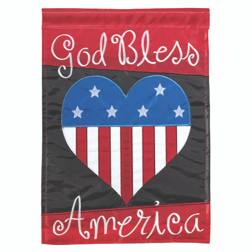18" Red and White "God Bless America" Rectangular Garden Flag