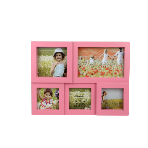 11.75" Pink Multi-Sized Puzzled Picture Collage Frame Wall Decor