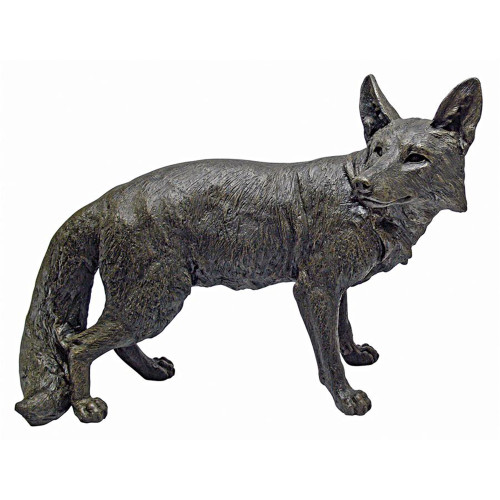 25" Staring Fox Bronze Patina Outdoor Garden Statue